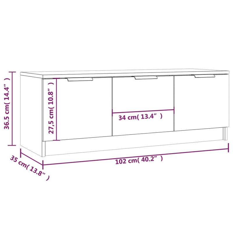 Casa si Gradina - Mobilier - Comode si corpuri - Comode - Comoda TV, stejar fumuriu, 102x35x36,5 cm, lemn prelucrat - Infinity.ro