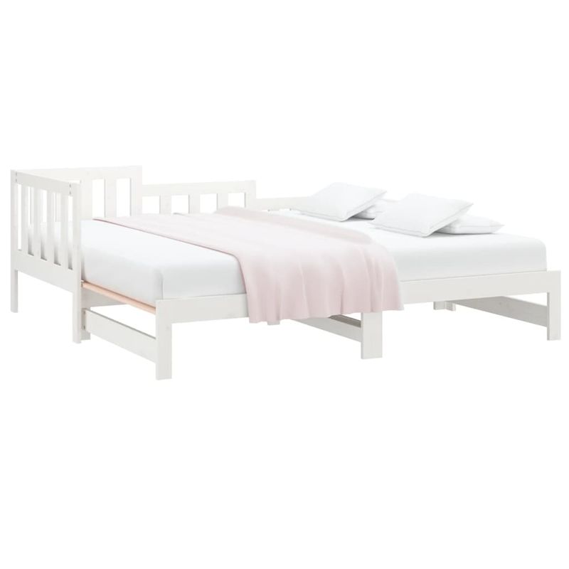 Casa si Gradina - Mobilier - Paturi si accesorii - Paturi - Pat de zi extensibil, alb, 2x(90x190) cm, lemn masiv de pin - Infinity.ro