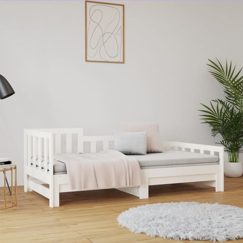 Casa si Gradina - Mobilier - Paturi si accesorii - Paturi - Pat de zi extensibil, alb, 2x(90x190) cm, lemn masiv de pin - Infinity.ro