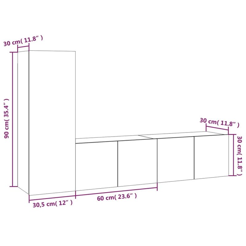 Casa si Gradina - Mobilier - Seturi de mobilier - Seturi living - Set dulap TV, 3 piese, gri sonoma, lemn prelucrat - Infinity.ro