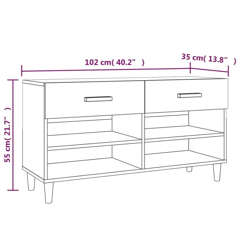 Casa si Gradina - Mobilier - Organizare si depozitare - Organizator incaltaminte - Pantofar, stejar fumuriu, 102x35x55 cm, lemn compozit - Infinity.ro