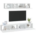 Casa si Gradina - Mobilier - Seturi de mobilier - Seturi living - Set dulap TV, 4 piese, alb, lemn prelucrat - Infinity.ro