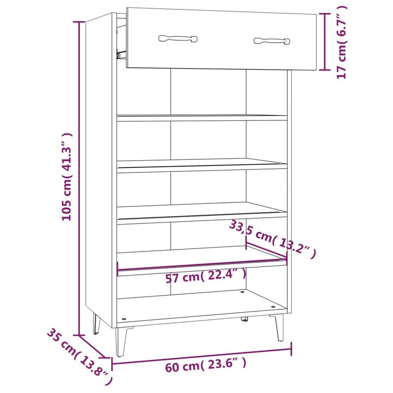 Casa si Gradina - Mobilier - Organizare si depozitare - Organizator incaltaminte - Pantofar, alb, 60x35x105 cm, lemn compozit - Infinity.ro