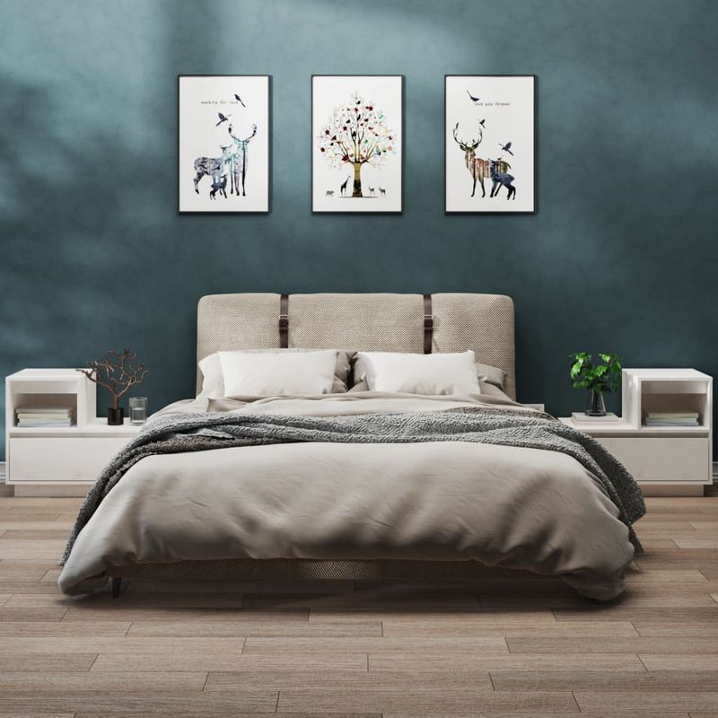 Casa si Gradina - Mobilier - Comode si corpuri - Noptiere - Noptiere, 2 buc., alb, 60x34x51 cm, lemn masiv de pin - Infinity.ro
