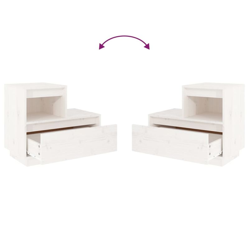 Casa si Gradina - Mobilier - Comode si corpuri - Noptiere - Noptiere, 2 buc., alb, 60x34x51 cm, lemn masiv de pin - Infinity.ro