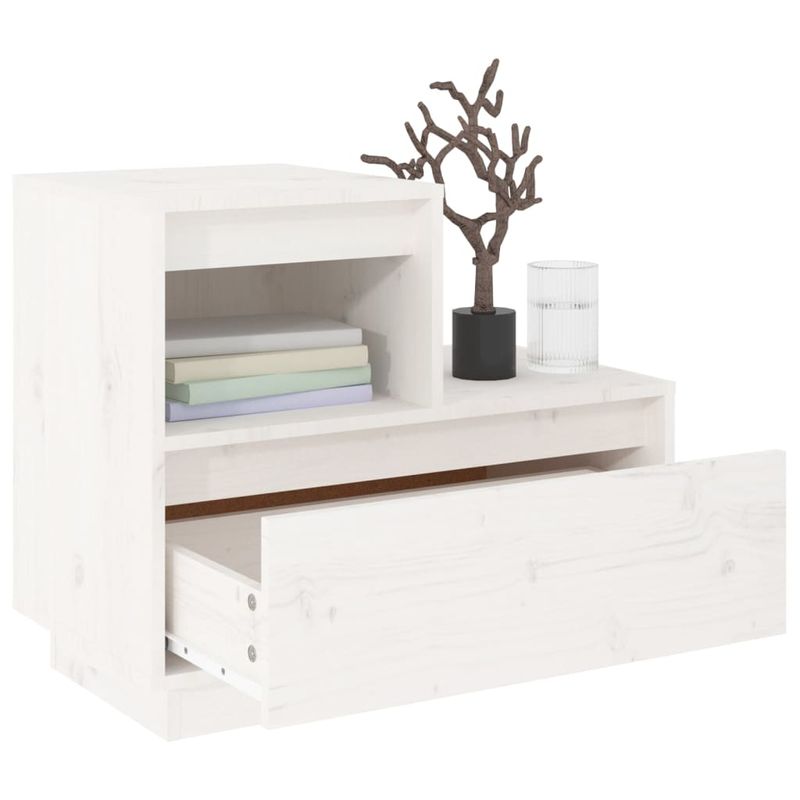 Casa si Gradina - Mobilier - Comode si corpuri - Noptiere - Noptiere, 2 buc., alb, 60x34x51 cm, lemn masiv de pin - Infinity.ro