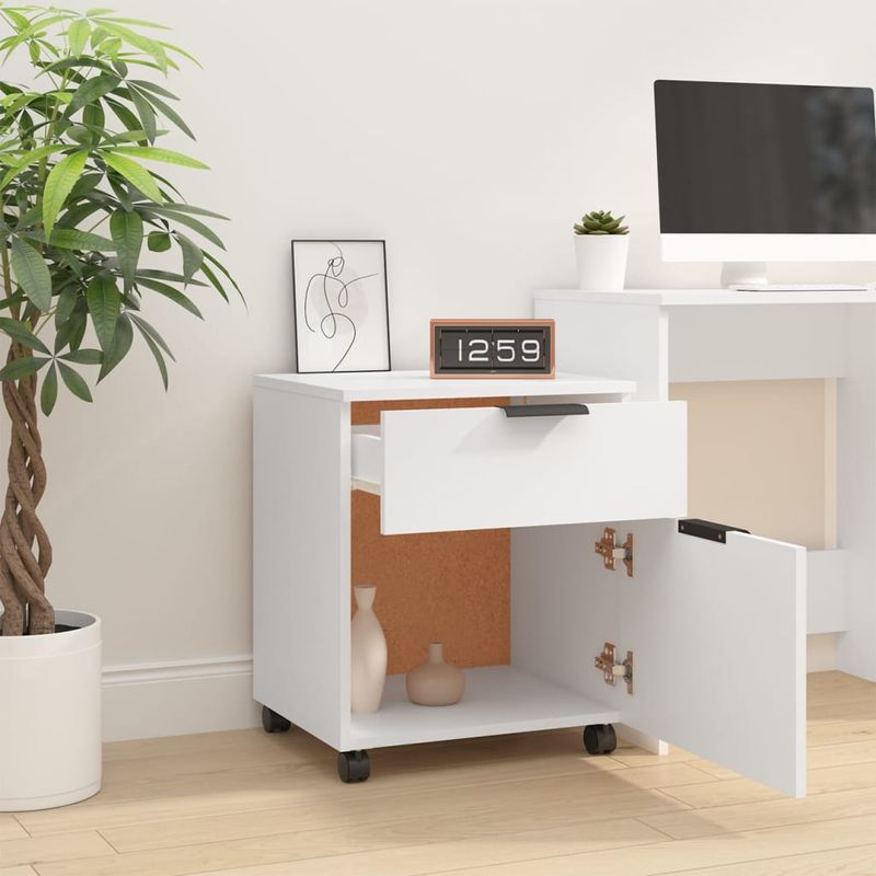 Casa si Gradina/Mobilier/Dulapuri si sifoniere/Dulapuri - Fiset mobil cu roti, alb, 45x38x54 cm, lemn prelucrat - Infinity.ro
