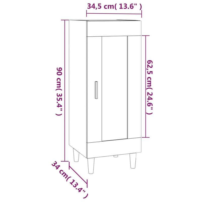 Casa si Gradina - Mobilier - Comode si corpuri - Comode - Servanta, gri beton, 34,5x34x90 cm, lemn compozit - Infinity.ro