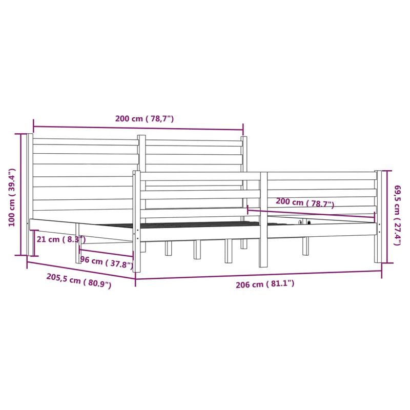 Casa si Gradina - Mobilier - Paturi si accesorii - Paturi - Cadru de pat mic single, 200x200 cm, lemn masiv de pin - Infinity.ro