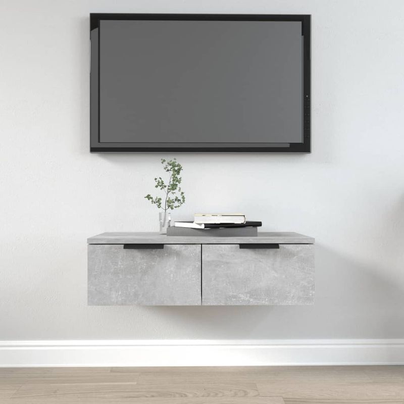 Casa si Gradina - Mobilier - Biblioteci si rafturi - Rafturi - Dulap de perete, gri beton, 68x30x20 cm, lemn compozit - Infinity.ro