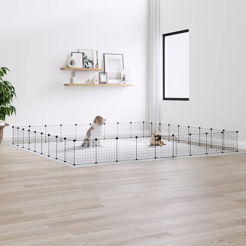 Petshop - Accesorii petshop - Culcusuri si custi - Custi interior si exterior - Cusca animale de companie cu usa 36 panouri negru 35x35 cm otel - Infinity.ro