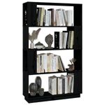 Casa si Gradina - Mobilier - Biblioteci si rafturi - Biblioteci - Biblioteca/Separator camera, negru, 80x25x132 cm lemn masiv pin - Infinity.ro