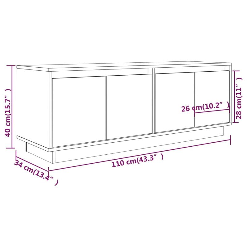 Casa si Gradina - Mobilier - Comode si corpuri - Comode - Comoda TV, alb, 110x34x40 cm, lemn masiv de pin - Infinity.ro