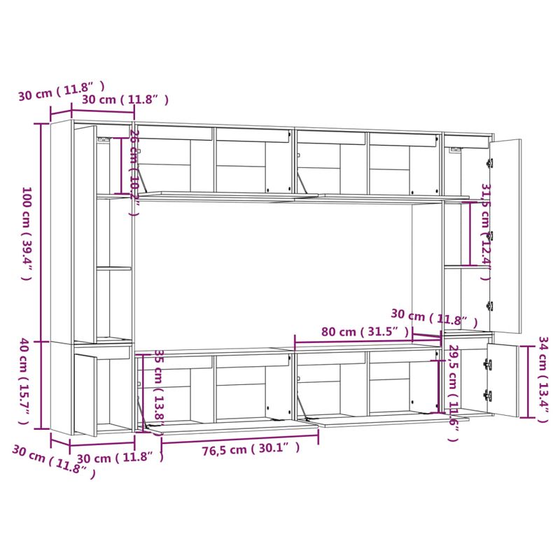 Casa si Gradina - Mobilier - Comode si corpuri - Comode - Comode TV, 8 buc., alb, lemn masiv de pin - Infinity.ro