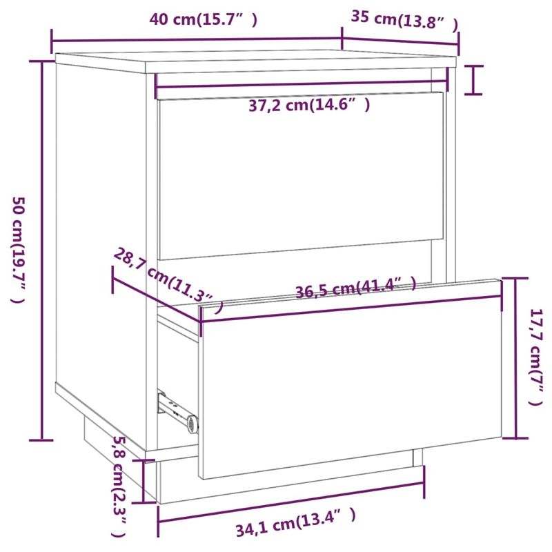 Casa si Gradina - Mobilier - Comode si corpuri - Noptiere - Noptiera, alb, 40x35x50 cm, lemn masiv de pin - Infinity.ro