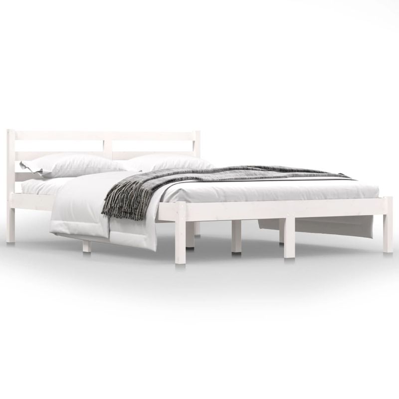 Casa si Gradina - Mobilier - Paturi si accesorii - Paturi - Cadru de pat mic single, alb, 135x190 cm, lemn masiv de pin - Infinity.ro