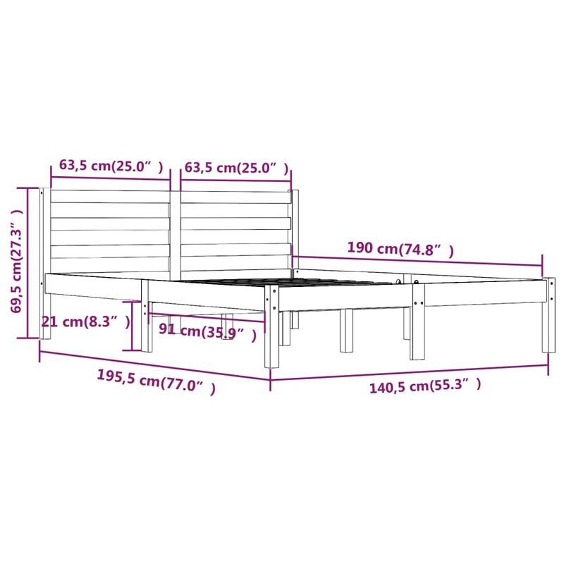 Casa si Gradina - Mobilier - Paturi si accesorii - Paturi - Cadru de pat mic single, alb, 135x190 cm, lemn masiv de pin - Infinity.ro