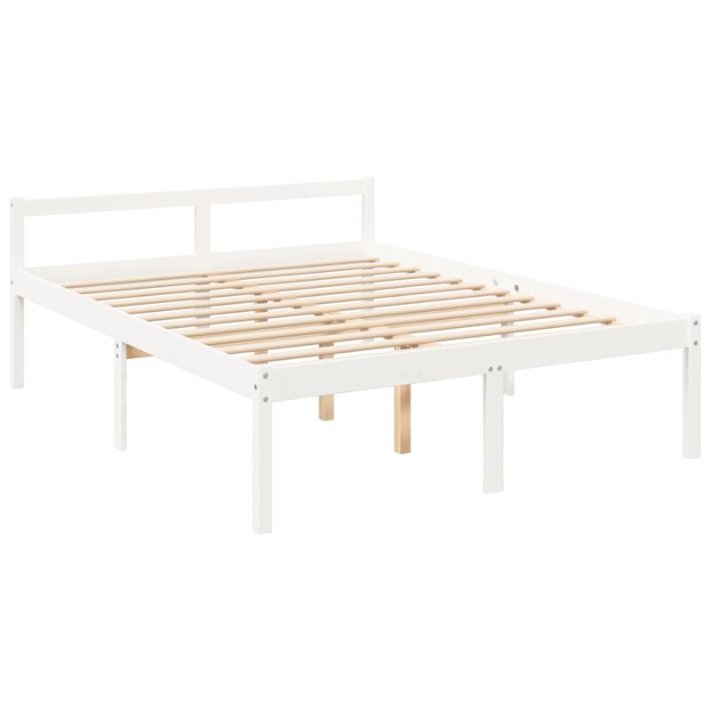 Casa si Gradina - Mobilier - Paturi si accesorii - Paturi - Pat pentru seniori mic single, alb, 150x200 cm, lemn masiv de pin - Infinity.ro