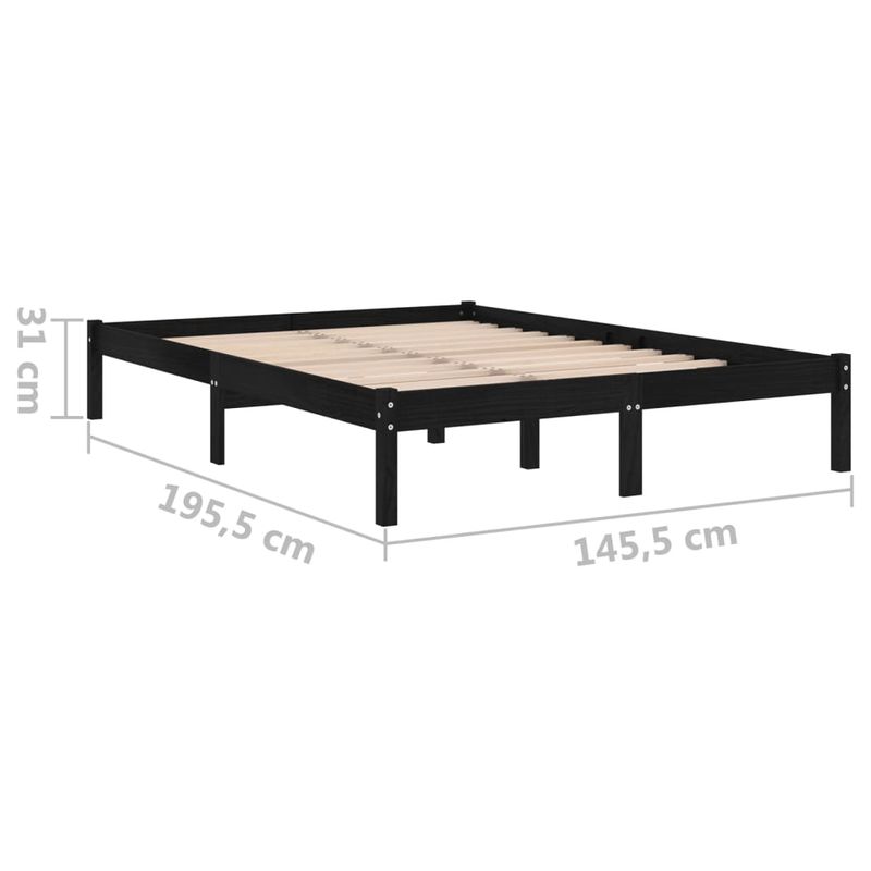 Casa si Gradina - Mobilier - Paturi si accesorii - Paturi - Cadru de pat mic single, negru, 140x190 cm, lemn masiv de pin - Infinity.ro