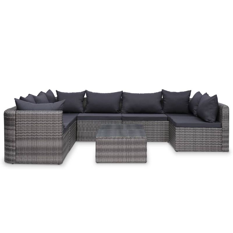 Casa si Gradina - Gradina si terasa - Mobilier exterior - Seturi mobila gradina - Set mobilier de gradina cu perne, 8 piese, gri, poliratan - Infinity.ro