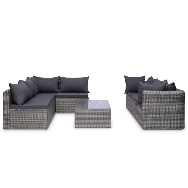 Casa si Gradina - Gradina si terasa - Mobilier exterior - Seturi mobila gradina - Set mobilier de gradina cu perne, 8 piese, gri, poliratan - Infinity.ro