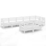 Casa si Gradina - Gradina si terasa - Mobilier exterior - Seturi mobila gradina - Set mobilier de gradina, 8 piese, alb, lemn masiv de pin - Infinity.ro