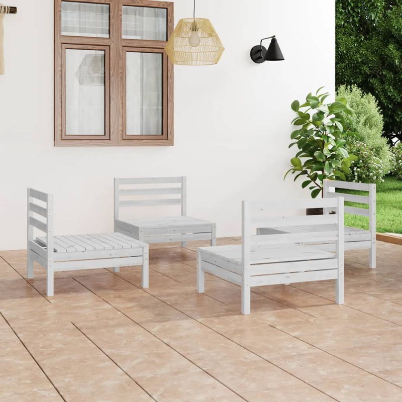 Casa si Gradina - Gradina si terasa - Mobilier exterior - Seturi mobila gradina - Set mobilier de gradina, 4 piese, alb, lemn masiv de pin - Infinity.ro