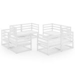 Casa si Gradina - Gradina si terasa - Mobilier exterior - Seturi mobila gradina - Set mobilier de gradina, 8 piese, alb, lemn masiv de pin - Infinity.ro