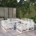 Casa si Gradina - Gradina si terasa - Mobilier exterior - Seturi mobila gradina - Set mobilier de gradina, 8 piese, alb, lemn masiv de pin - Infinity.ro