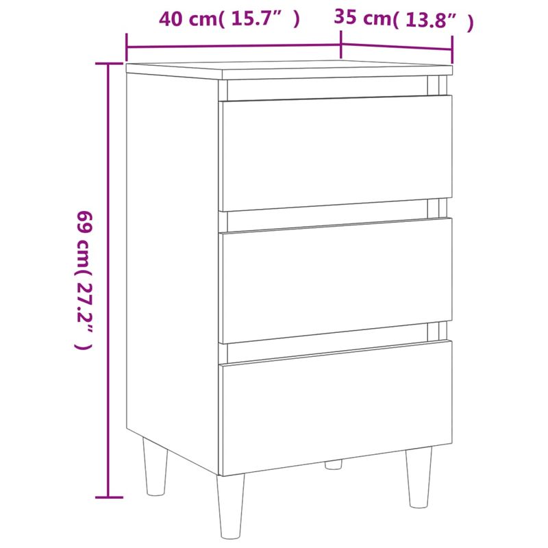 Casa si Gradina - Mobilier - Comode si corpuri - Noptiere - Noptiere cu picioare lemn masiv, stejar afumat, 40x35x69 cm - Infinity.ro
