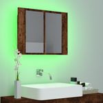Casa si Gradina - Mobilier - Mobilier baie - Corpuri baie - Dulap de baie cu oglinda si LED stejar fumuriu 60x12x45 cm lemn compozit - Infinity.ro