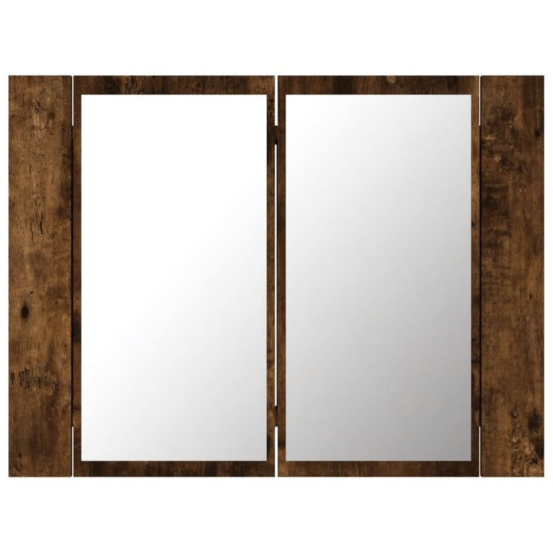 Casa si Gradina - Mobilier - Mobilier baie - Corpuri baie - Dulap de baie cu oglinda si LED stejar fumuriu 60x12x45 cm lemn compozit - Infinity.ro