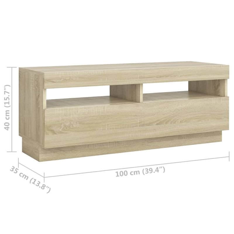 Casa si Gradina - Mobilier - Comode si corpuri - Comode - Comoda TV cu lumini LED, stejar sonoma, 300x35x40 cm - Infinity.ro