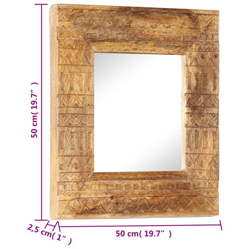 Casa si Gradina - Decoratiuni - Oglinzi - Oglinda sculptata manual, 50x50x2,5 cm, lemn masiv de mango - Infinity.ro