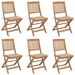 Casa si Gradina - Gradina si terasa - Mobilier exterior - Scaune si sezlonguri gradina - Scaune gradina pliabile cu perne, cu perne, 6 buc., lemn masiv de acacia - Infinity.ro