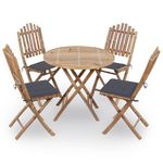 Casa si Gradina - Gradina si terasa - Mobilier exterior - Seturi mobila gradina - Set mobilier de exterior pliabil, cu perne, 5 piese, bambus, antracit, mărime 40x40x3 cm - Infinity.ro