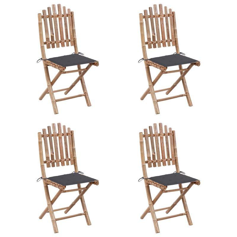 Casa si Gradina - Gradina si terasa - Mobilier exterior - Seturi mobila gradina - Set mobilier de exterior pliabil, cu perne, 5 piese, bambus, antracit, mărime 40x40x3 cm - Infinity.ro