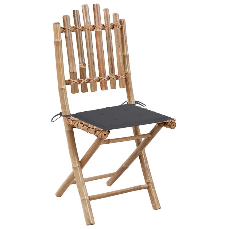 Casa si Gradina - Gradina si terasa - Mobilier exterior - Seturi mobila gradina - Set mobilier de exterior pliabil, cu perne, 5 piese, bambus, antracit, mărime 40x40x3 cm - Infinity.ro