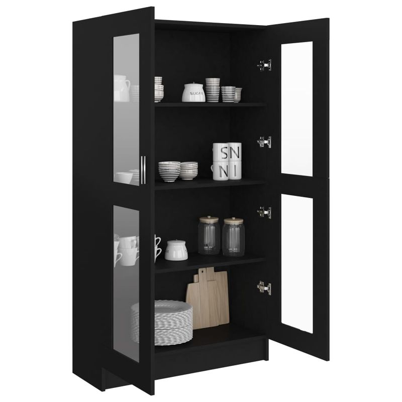 Casa si Gradina - Mobilier - Biblioteci si rafturi - Biblioteci - Dulap cu vitrina, negru, 82,5 x 30,5 x 150 cm, PAL - Infinity.ro