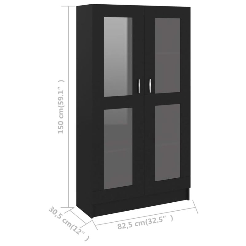 Casa si Gradina - Mobilier - Biblioteci si rafturi - Biblioteci - Dulap cu vitrina, negru, 82,5 x 30,5 x 150 cm, PAL - Infinity.ro