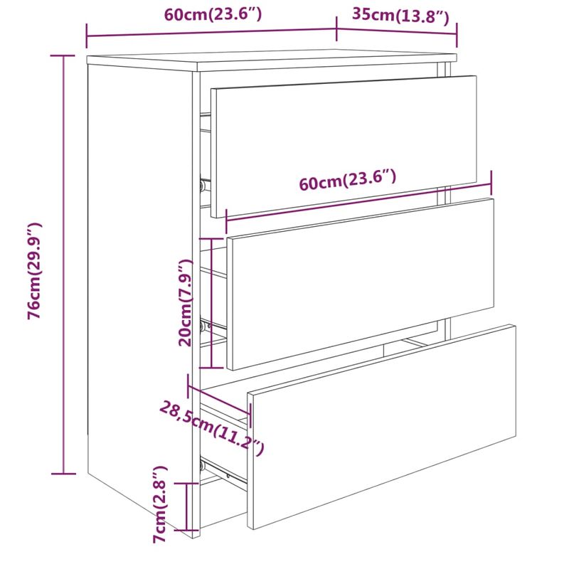 Casa si Gradina - Mobilier - Comode si corpuri - Comode - Servanta, sonoma gri, 60x35x76 cm, lemn prelucrat - Infinity.ro
