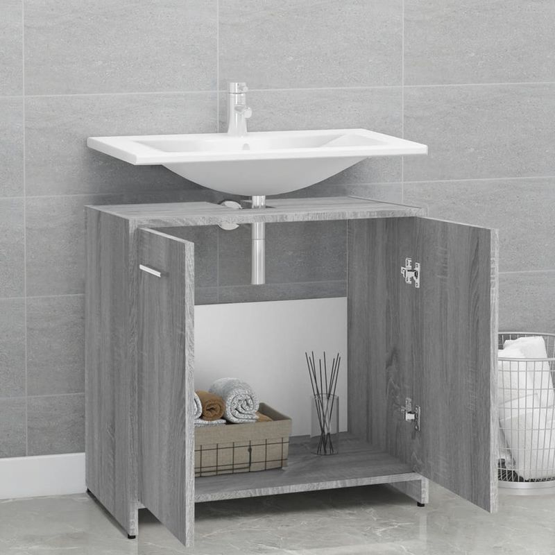 Casa si Gradina - Mobilier - Seturi de mobilier - Seturi baie - Dulap de baie, gri sonoma, 60x33x60 cm, lemn prelucrat - Infinity.ro