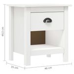 Casa si Gradina - Mobilier - Comode si corpuri - Noptiere - Noptiere Hill, 2 buc., 46x35x49,5 cm, lemn masiv de pin, alb - Infinity.ro