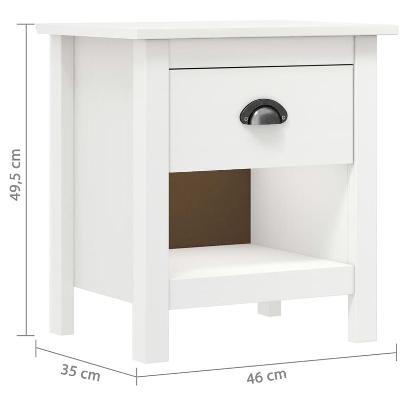 Casa si Gradina - Mobilier - Comode si corpuri - Noptiere - Noptiere Hill, 2 buc., 46x35x49,5 cm, lemn masiv de pin, alb - Infinity.ro