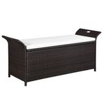 Casa si Gradina - Gradina si terasa - Mobilier exterior - Bancute de gradina - Banca de depozitare cu perna, maro, 138 cm, poliratan - Infinity.ro