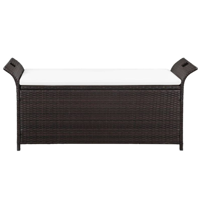Casa si Gradina - Gradina si terasa - Mobilier exterior - Bancute de gradina - Banca de depozitare cu perna, maro, 138 cm, poliratan - Infinity.ro