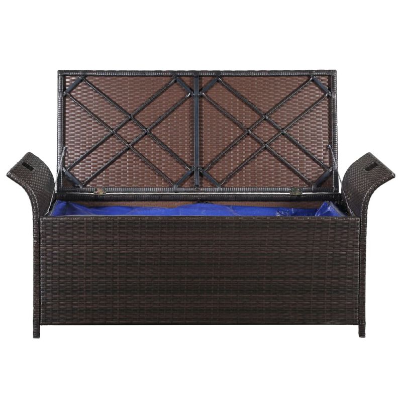 Casa si Gradina - Gradina si terasa - Mobilier exterior - Bancute de gradina - Banca de depozitare cu perna, maro, 138 cm, poliratan - Infinity.ro