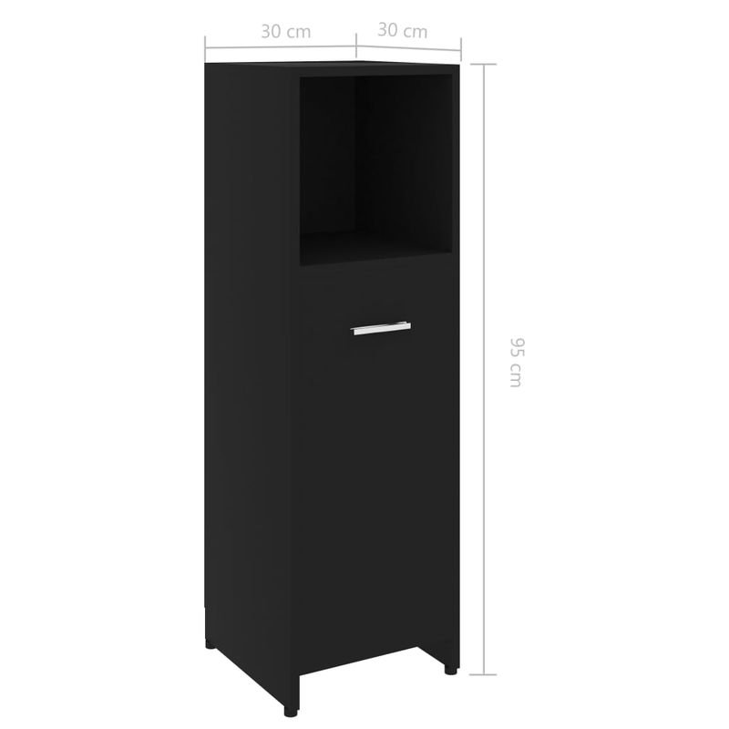 Casa si Gradina - Mobilier - Seturi de mobilier - Seturi baie - Dulap de baie, negru, 30 x 30 x 95 cm, PAL - Infinity.ro
