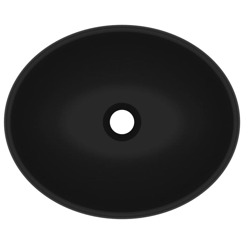 Casa si Gradina - Sanitare - Lavoar baie si accesorii - Lavoare si piedestale - Chiuveta de lux, negru mat, 40 x 33 cm, ceramica, forma ovala - Infinity.ro
