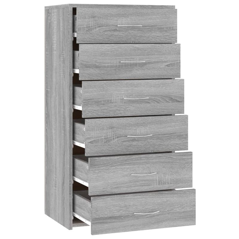 Casa si Gradina - Mobilier - Comode si corpuri - Comode - Servanta cu 6 sertare, stejar fumuriu, 50x34x96 cm, lemn, sonoma gri - Infinity.ro